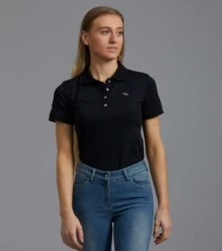 PE Ladies Team Polo Shirt -Premier Equine Store pe polo shirt black 1