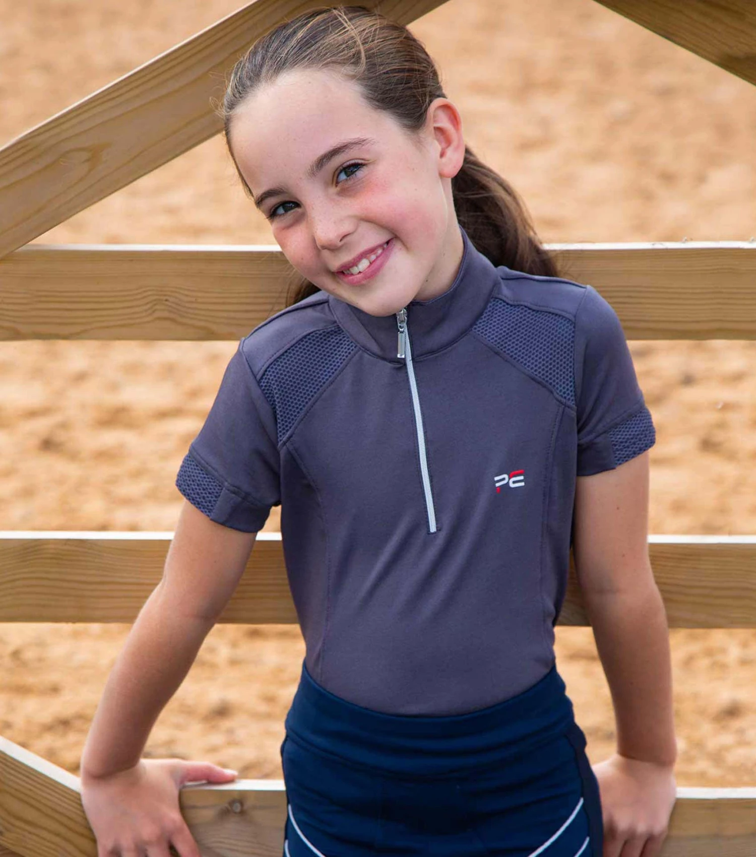 Mini Remisa Girl's Technical Short Sleeve Riding Top Mini Remisa Girl's Technical Short Sleeve Riding Top -Premier Equine Store remisa top kids Grey 2
