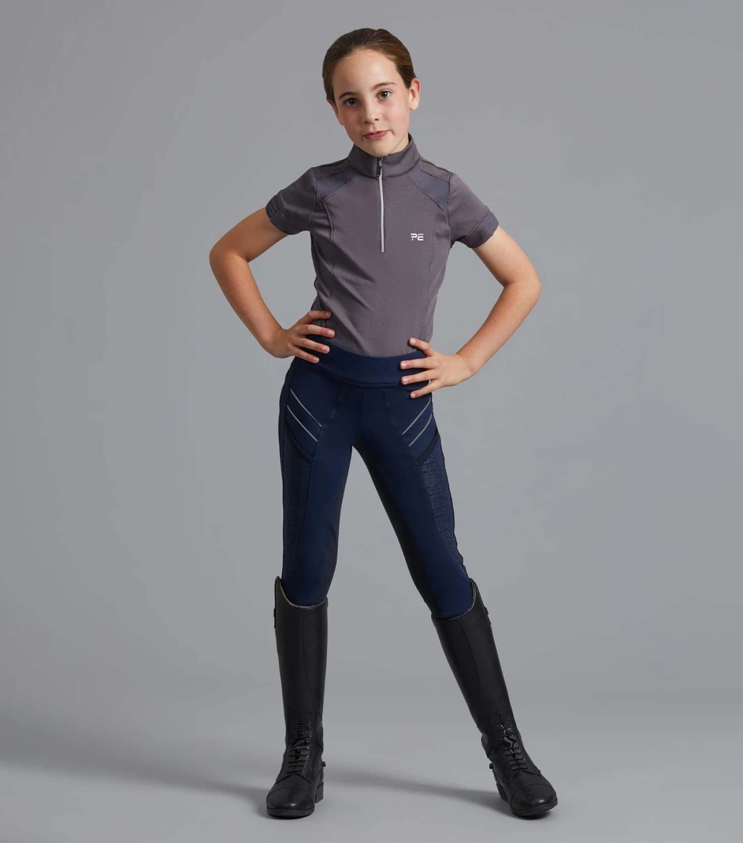 Mini Remisa Girl's Technical Short Sleeve Riding Top Mini Remisa Girl's Technical Short Sleeve Riding Top -Premier Equine Store remisa top kids Grey 6