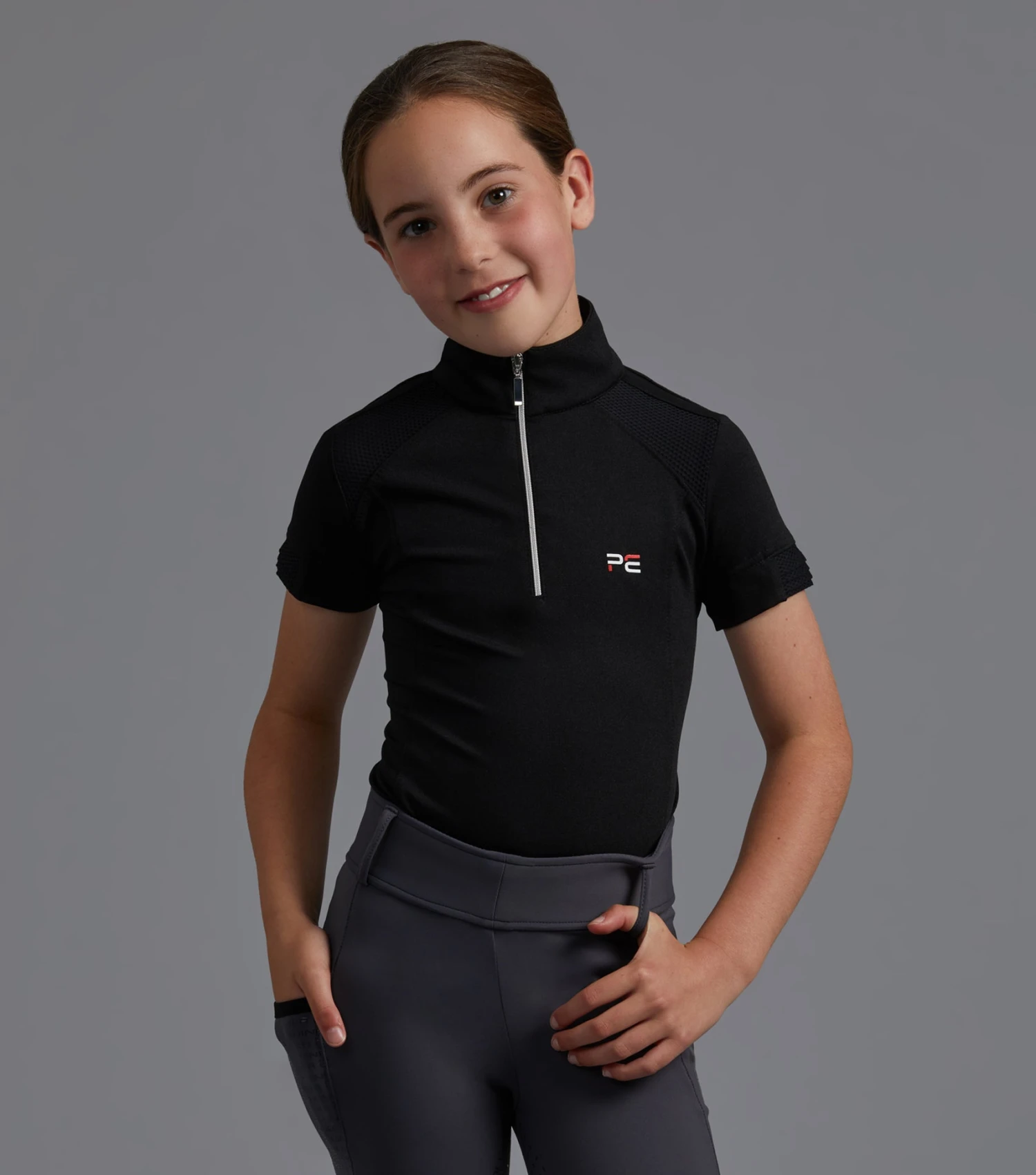 Mini Remisa Girl's Technical Short Sleeve Riding Top Mini Remisa Girl's Technical Short Sleeve Riding Top -Premier Equine Store remisa top kids black 1