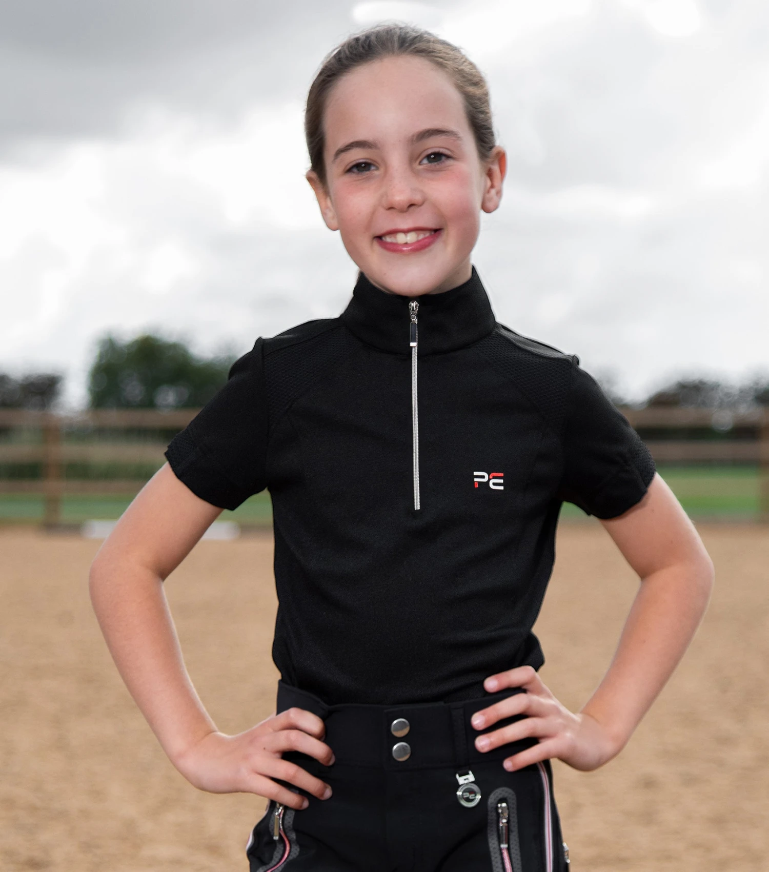 Mini Remisa Girl's Technical Short Sleeve Riding Top Mini Remisa Girl's Technical Short Sleeve Riding Top -Premier Equine Store remisa top kids black 2