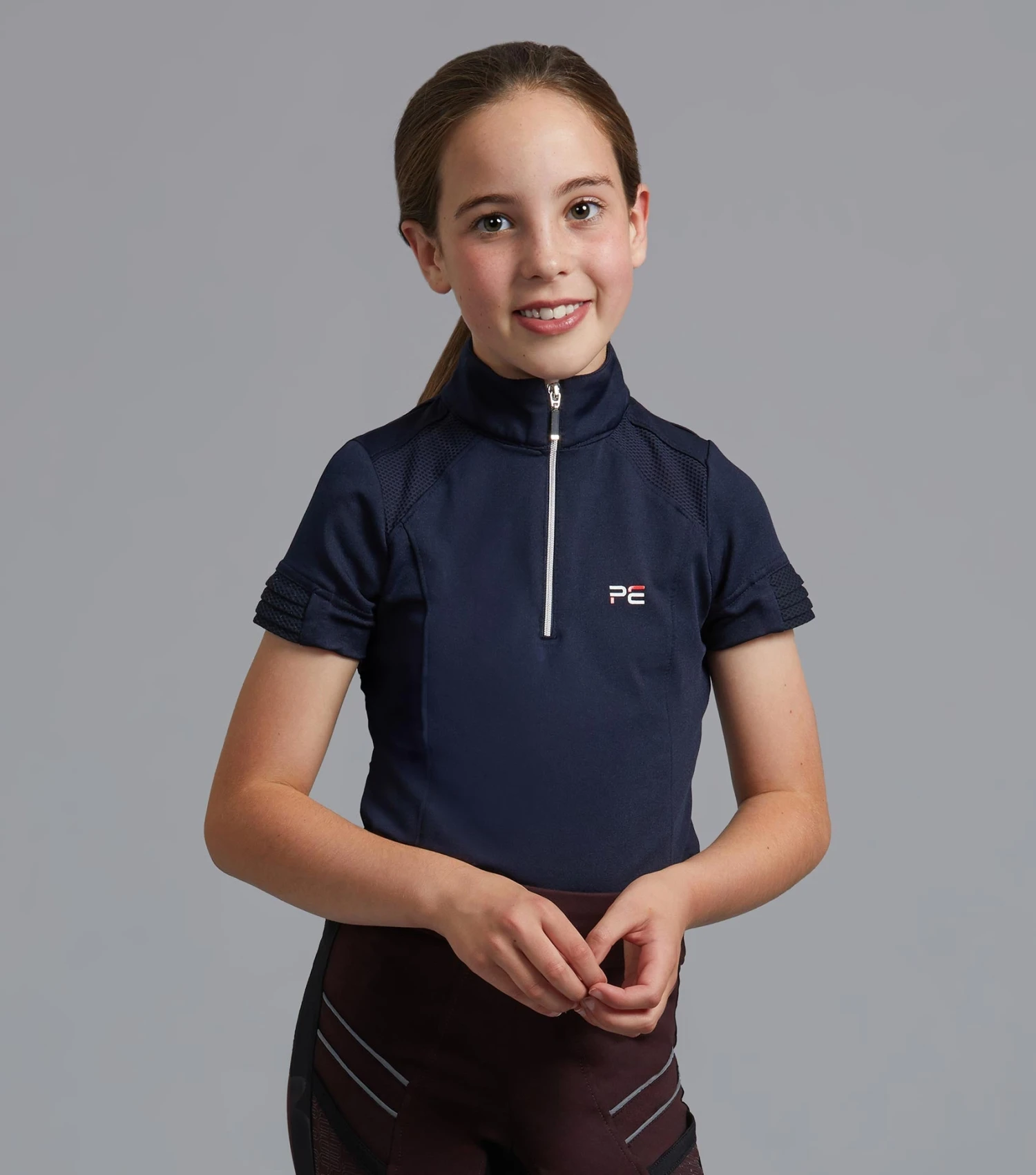 Mini Remisa Girl's Technical Short Sleeve Riding Top Mini Remisa Girl's Technical Short Sleeve Riding Top -Premier Equine Store remisa top kids navy 1